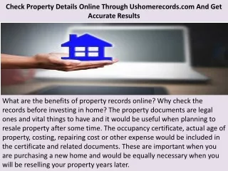 Check Property Details Online Through Ushomerecords.com And Get Accurate Results