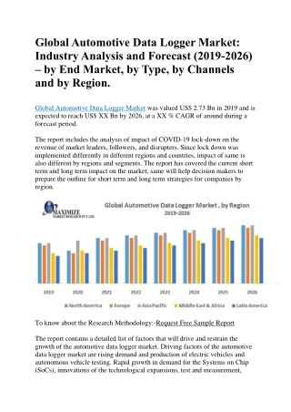 global automotive data logger market industry