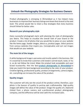 unleash the photography strategies for business