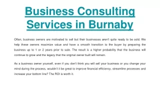 Business Consulting Services in Burnaby
