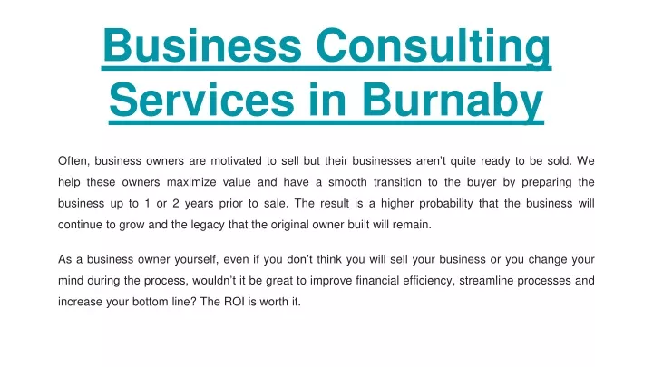 business consulting services in burnaby