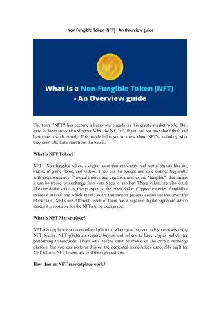 What is a Non-Fungible Token (NFT)? - An Overview Guide