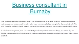 Business consultant in burnaby