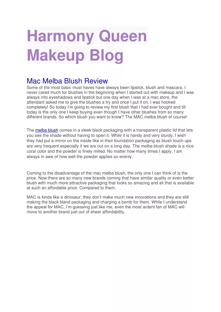 harmony queen makeup blog