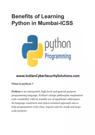 benefits of learning python in mumbai icss