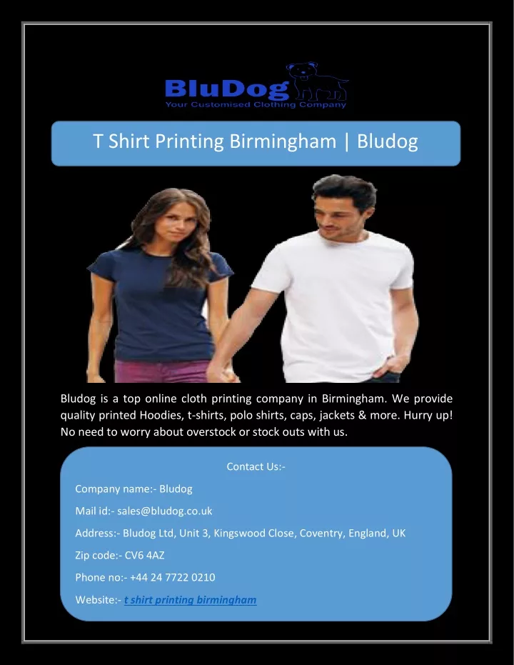 t shirt printing birmingham bludog