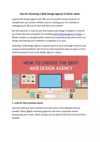 tips for choosing a web design agency in doha