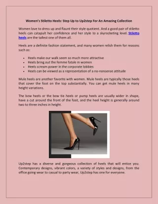Women’s Stiletto Heels Step up to Up2step for an amazing collection