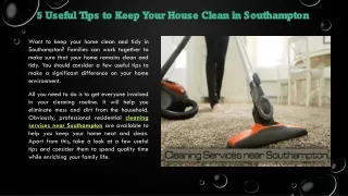 5 Useful Tips to Keep Your House Clean in Southampton