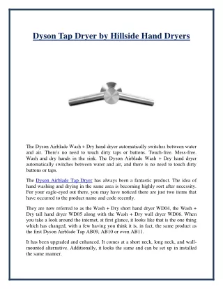 dyson tap dryer by hillside hand dryers