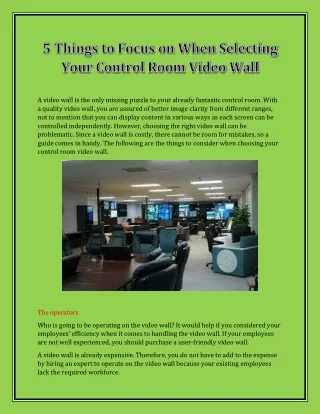 a video wall is the only missing puzzle to your