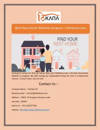 Best Real Estate Website Gurgaon | Ekthikana.com
