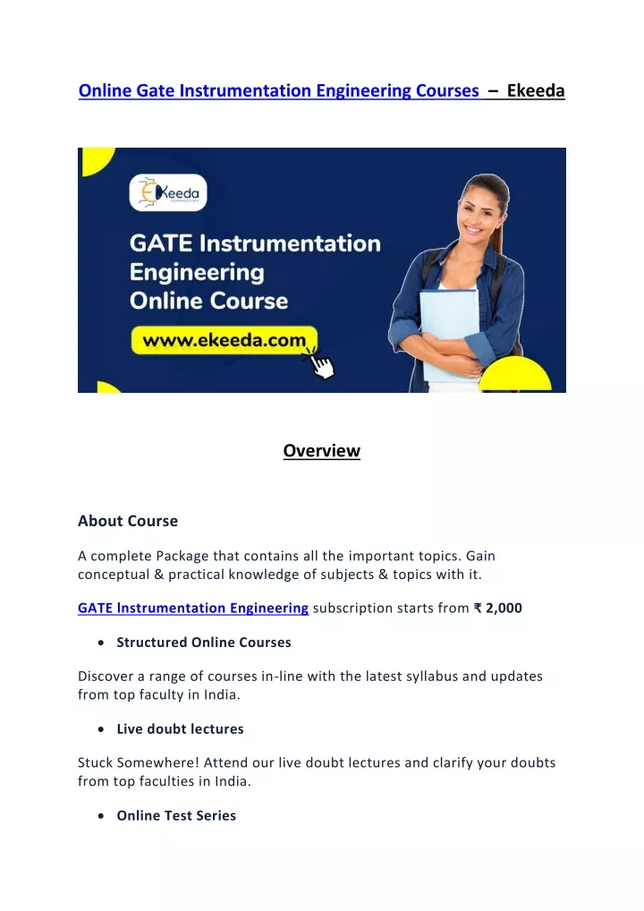 online gate instrumentation engineering courses