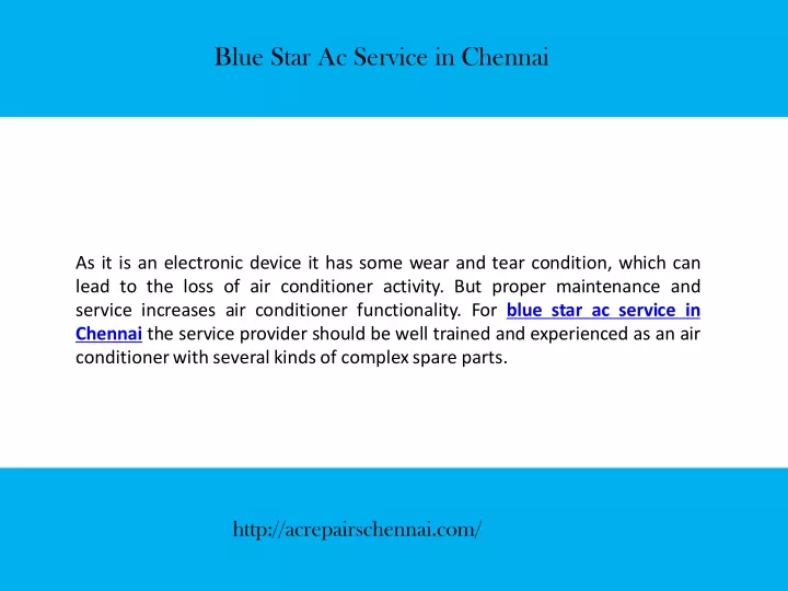 PPT Blue Star Ac Service in Chennai PowerPoint Presentation free PPT Blue Star Ac Service in Chennai PowerPoint Presentation free