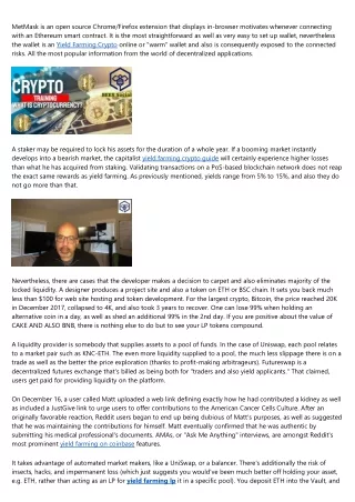 Yield Farming In Decentralized Finance