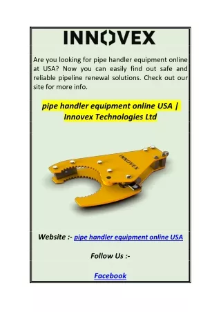 pipe handler equipment online USA  Innovex Technologies Ltd.