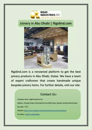 Joinery in Abu Dhabi | Rigidind.com