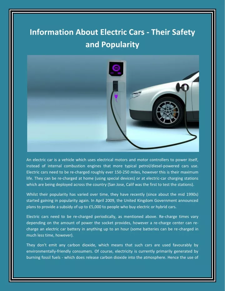 information about electric cars their safety