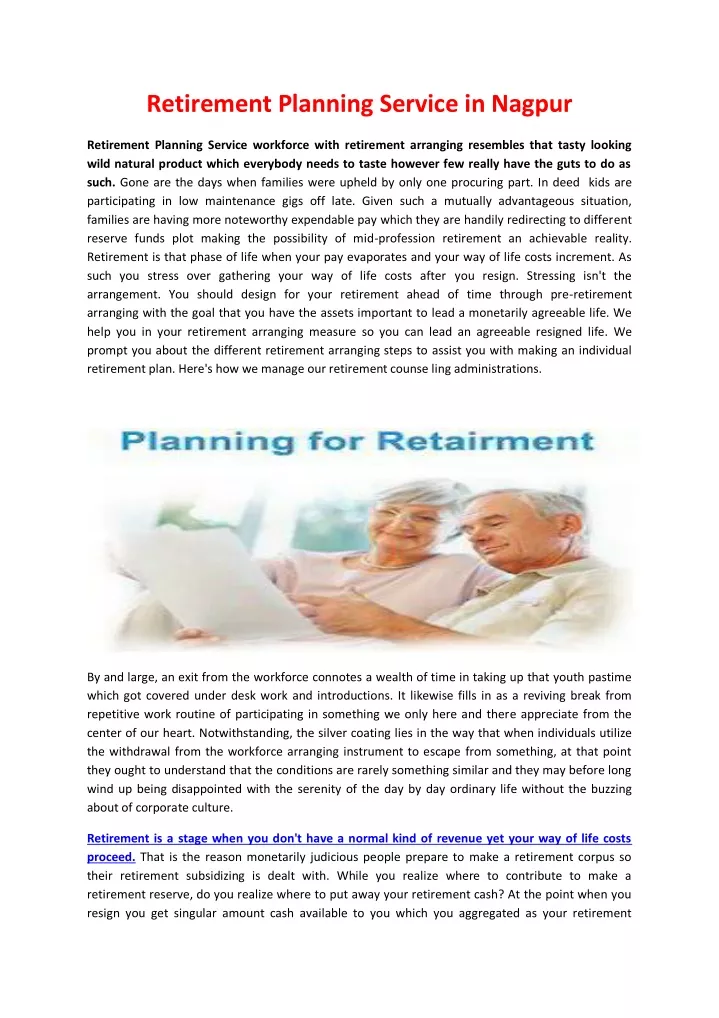 retirement planning service in nagpur