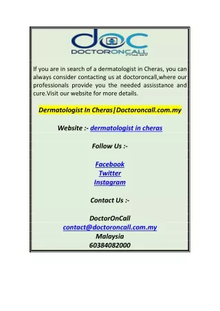 if you are in search of a dermatologist in cheras