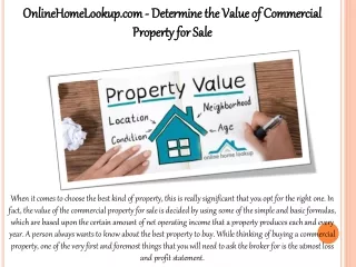 OnlineHomeLookup.com - Determine the Value of Commercial Property for Sale