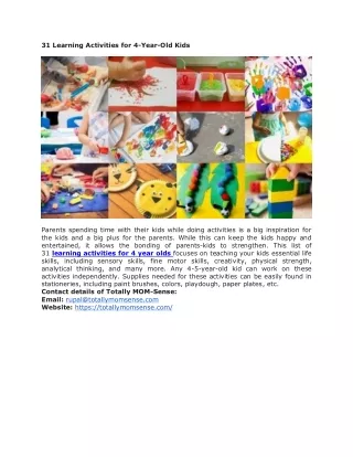 31 Learning Activities for 4-Year-Old Kids