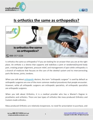 is orthotics the same as orthopedics