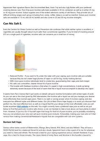 Do Pure Nicotine Salts Call For A Specialized Vaping Tool?
