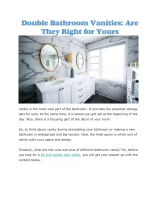double bathroom vanities are they right for yours