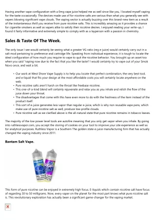 Newbie's Guide To Vaping Pure Nicotine Salt.