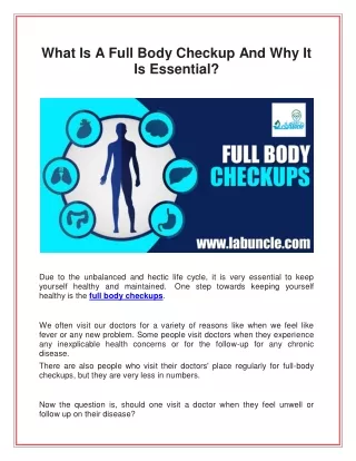 what is a full body checkup