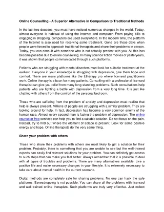 online counselling a superior alternative