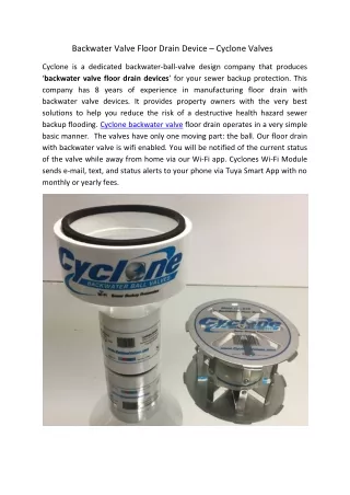 Floor Drain with Backwater Valve - Cyclone Valves