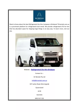 Refrigerated Ute Hire Brisbane | Slrrentals.com.au