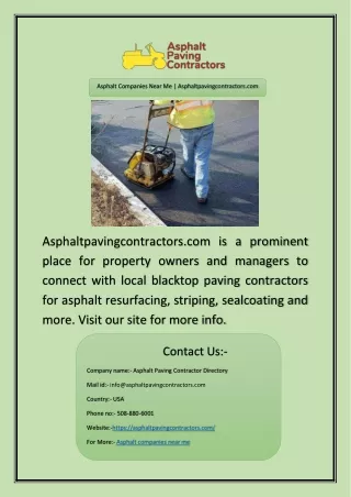 Asphalt Companies Near Me | Asphaltpavingcontractors.com