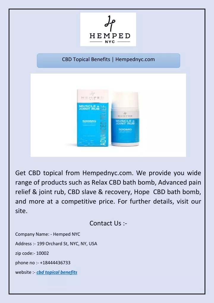 cbd topical benefits hempednyc com