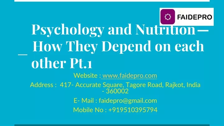 psychology and nutrition how they depend on each other pt 1