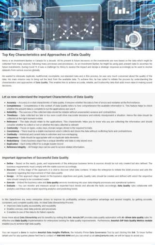 Top Key Characteristics and Approaches of Data Quality