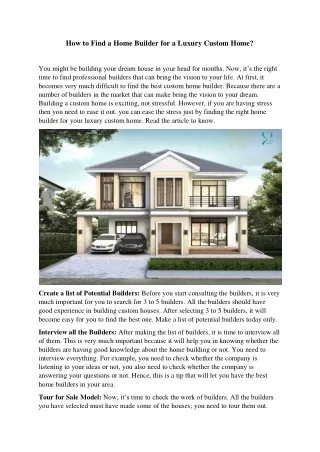 how to find a home builder for a luxury custom