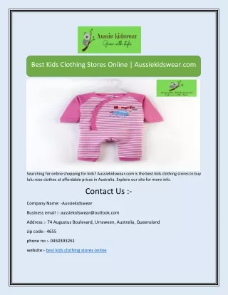 Best Kids Clothing Stores Online | Aussiekidswear.com
