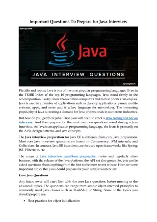 Important Questions To Prepare for Java Interview