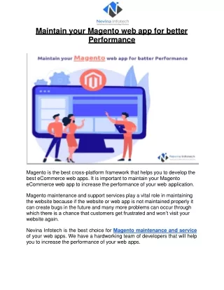 maintain your magento web app for better