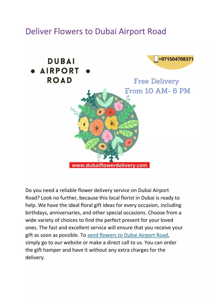 deliver flowers to dubai airport road