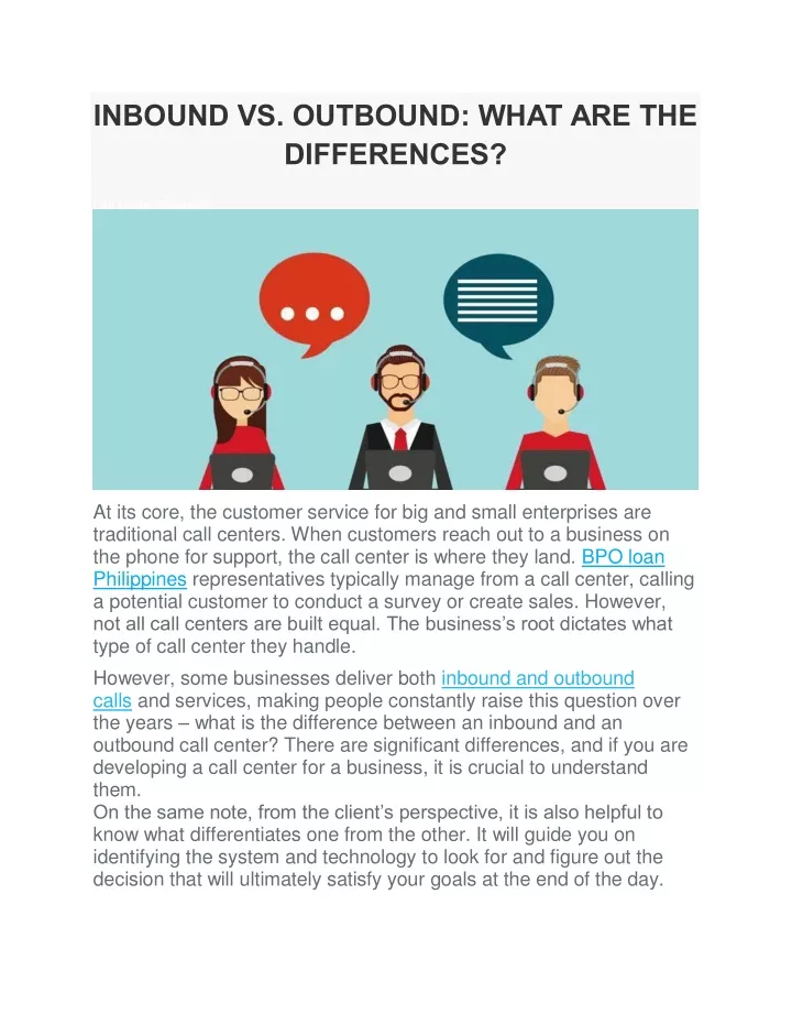 inbound vs outbound what are the differences call