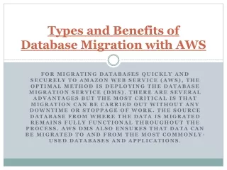Types and Benefits of Database Migration with AWS