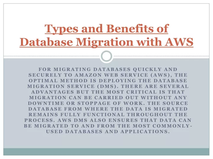 types and benefits of database migration with aws