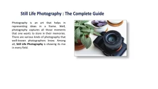 Still Life Photography : The Complete Guide