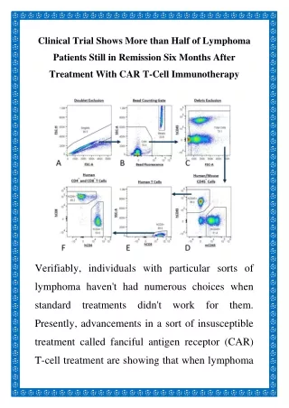 Clinical Trial Shows More than Half of Lymphoma Patients Still in Remission Six Months After Treatment With CAR T