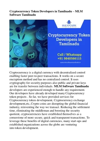 cryptocurrency token developers in tamilnadu