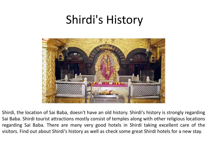 shirdi s history